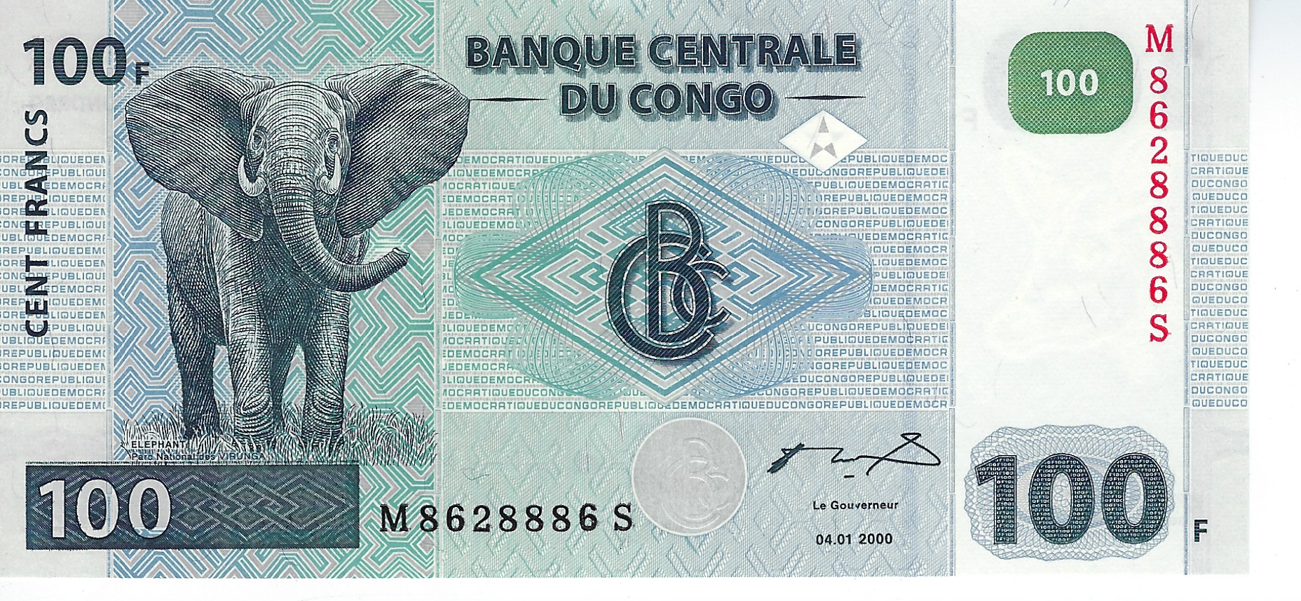 コンゴ共和国　100フラン　2015年　 Congo Democratic Republic Currency