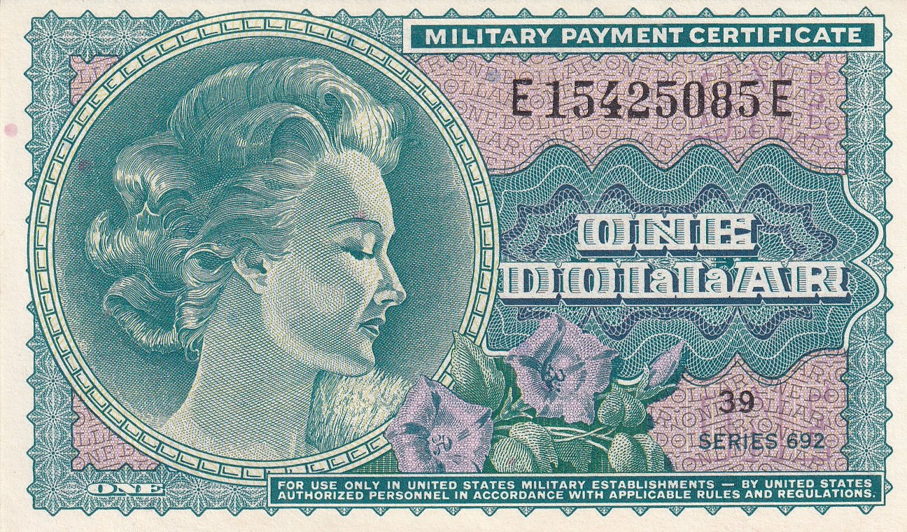 未使用　コンゴ民主共和国　1968年　50マクタ　P-11as　見本券 Military Payment Certificates: Series 692, 1970-1973