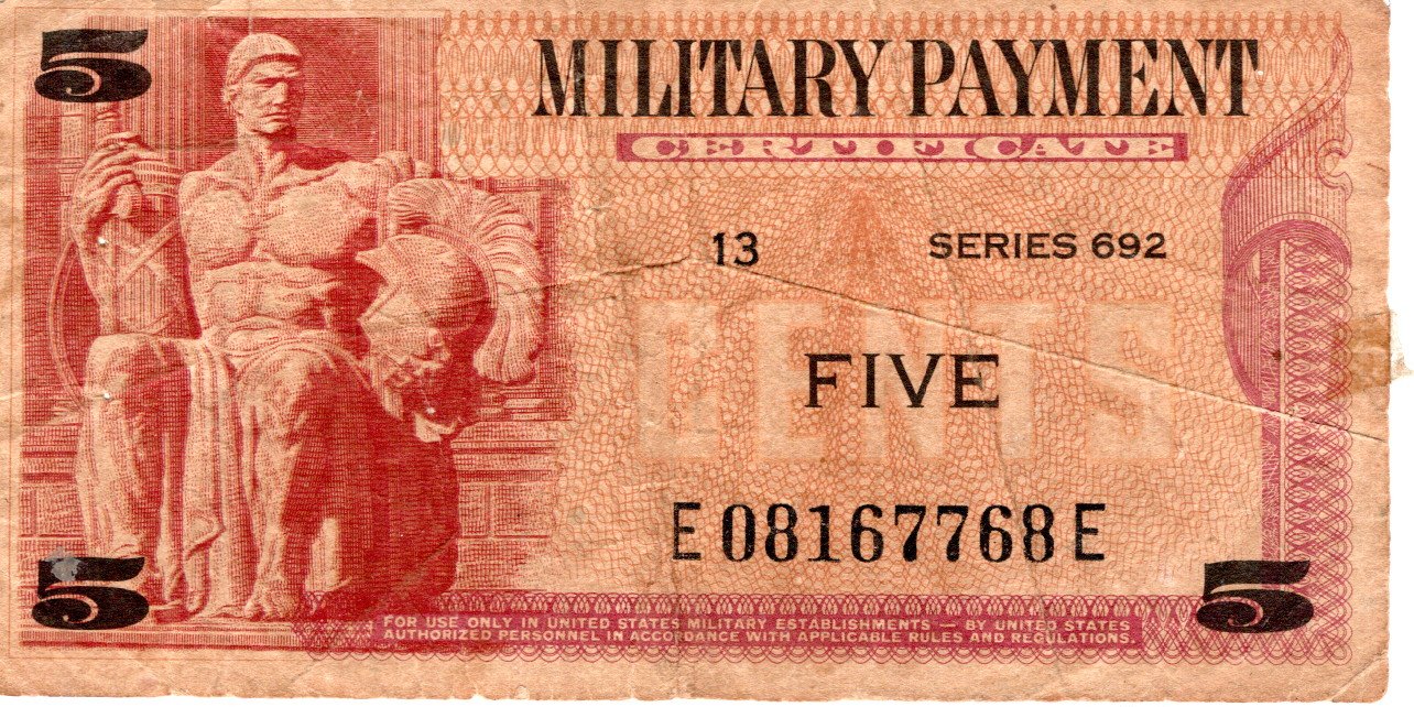 Sold at Auction: 1954 U.S. Military Payment 50 Cent Note P: M32A Grades vf+